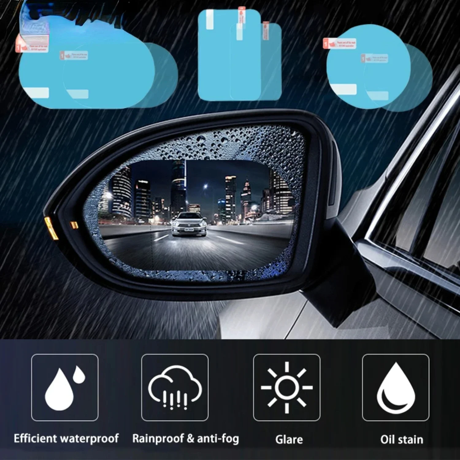 

2PCSRainproof Car Rearview Mirror Sticker Anti-fog Window Foil Clear Protective Film Rain Shield Motorcycle Protective Soft Film