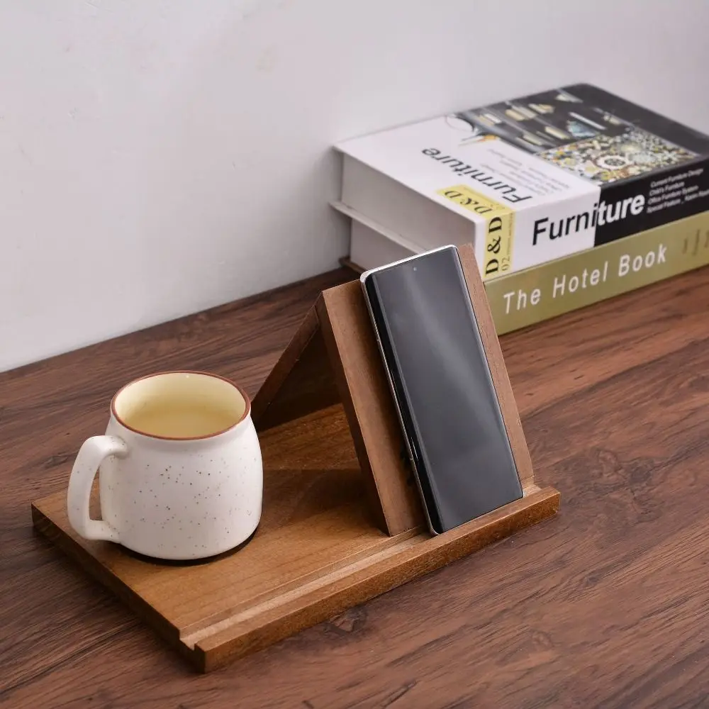 for Page Rest Removable Wooden Reading Stand Owl Handmade Triangle Book Stand Sturdy with Cup Holder Mobile Phone Stand Writers