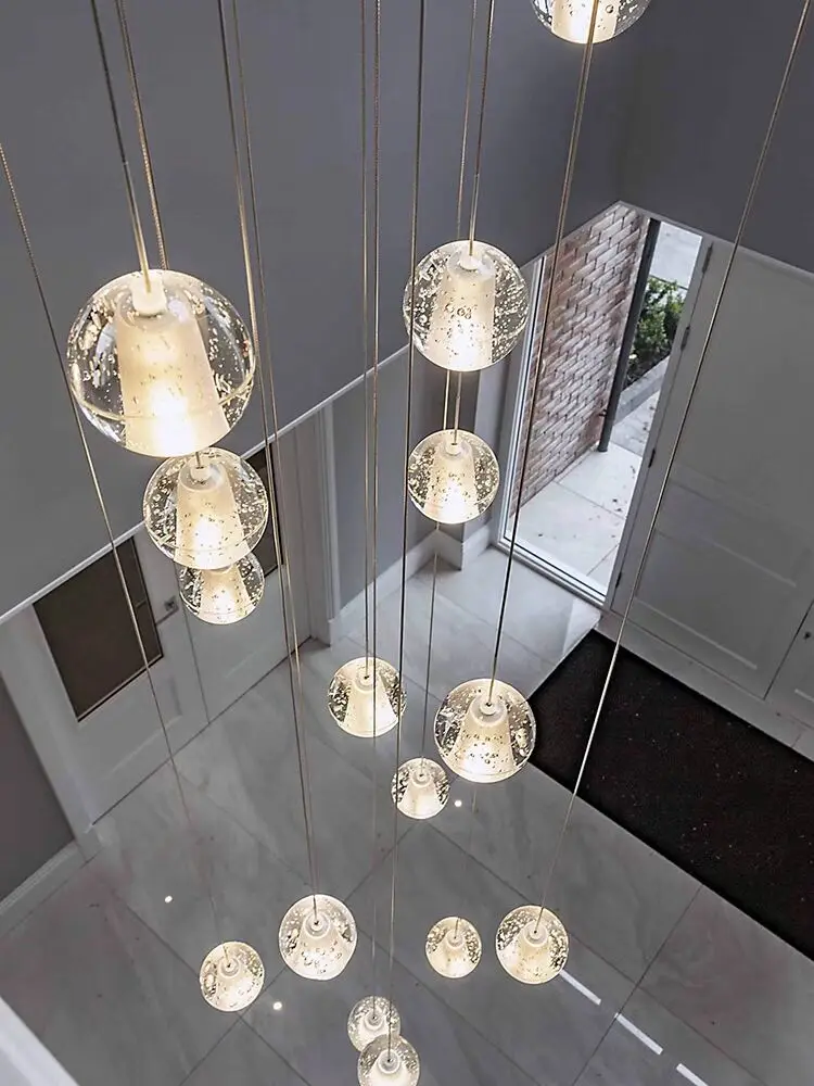 Spiral Staircase Living Room Chandeliers Crystal Ball Led Ceiling Light Lustre Chandelier Modern 2024 Decoration Bedroom Dining