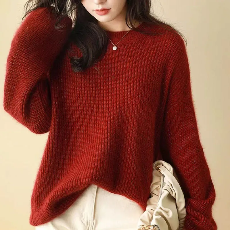 

Fall/Winter 2025 New Wool Needle Comfortable Sweater Joker Simple Warm Soft Waxy Knitted Pullover
