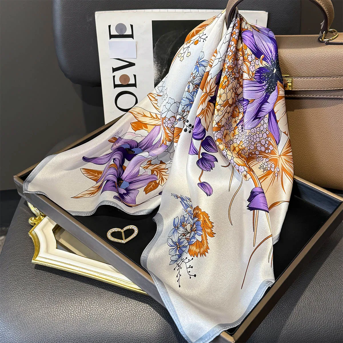 

New 100% Natural Silk Scarf Women Neck Headband Pashmina Foulard Female Bandana Scarves Hijab Shawl Wraps Square Headkerchief