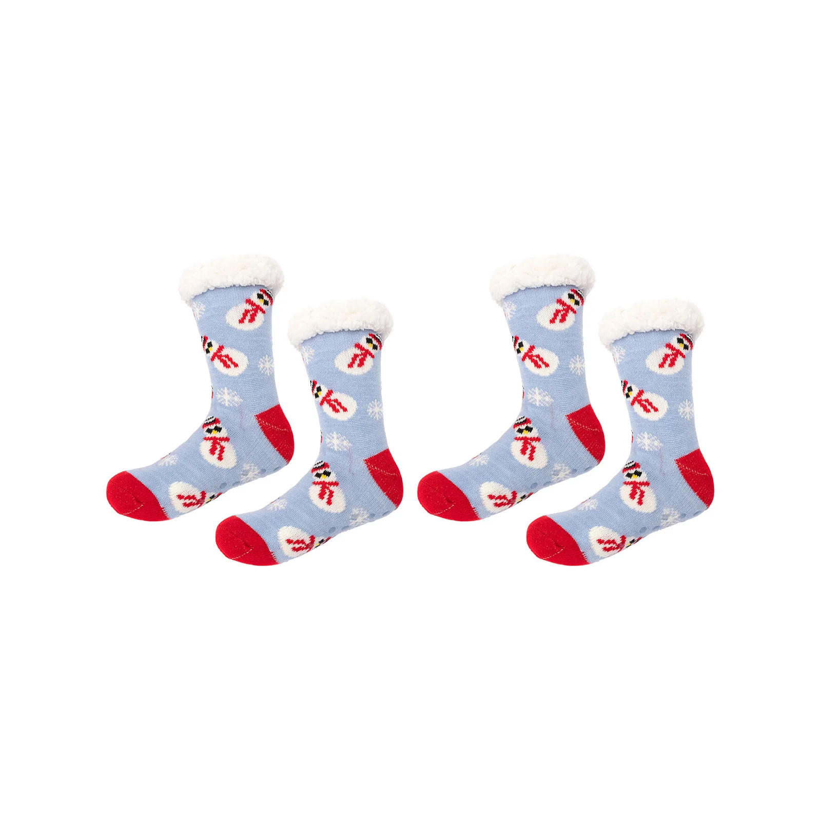 Christmas slippers and socks set (1 pair each of snowman + red stripe + Christmas tree)