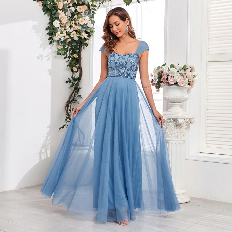 

2025New Embroidery MeshVNeck Backless Multiple Wear Evening DressAStylish and Elegant Women's Dress 1688Special Offer