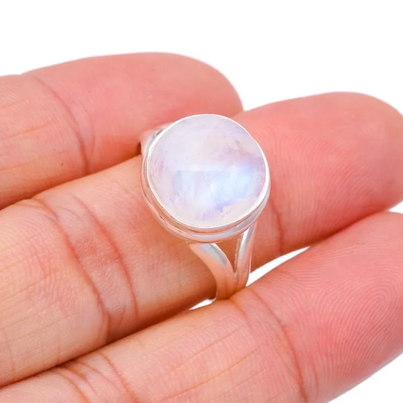 

StarGems® Natural Moonstone Handmade 925 Sterling Silver Ring 9 F2700