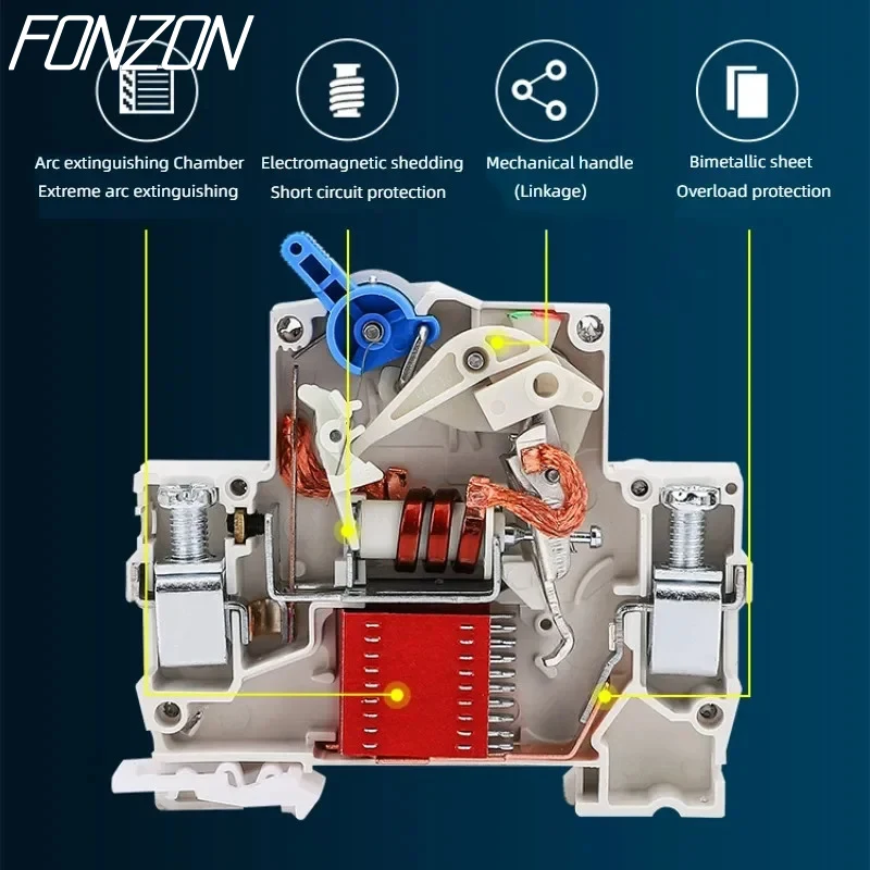 DIN rail miniature circuit breaker DZ47-63 AC household circuit air switch 1P 2P 3P 4P MCB 6A10A16A 20A 25A 32A 40A 50A 63A