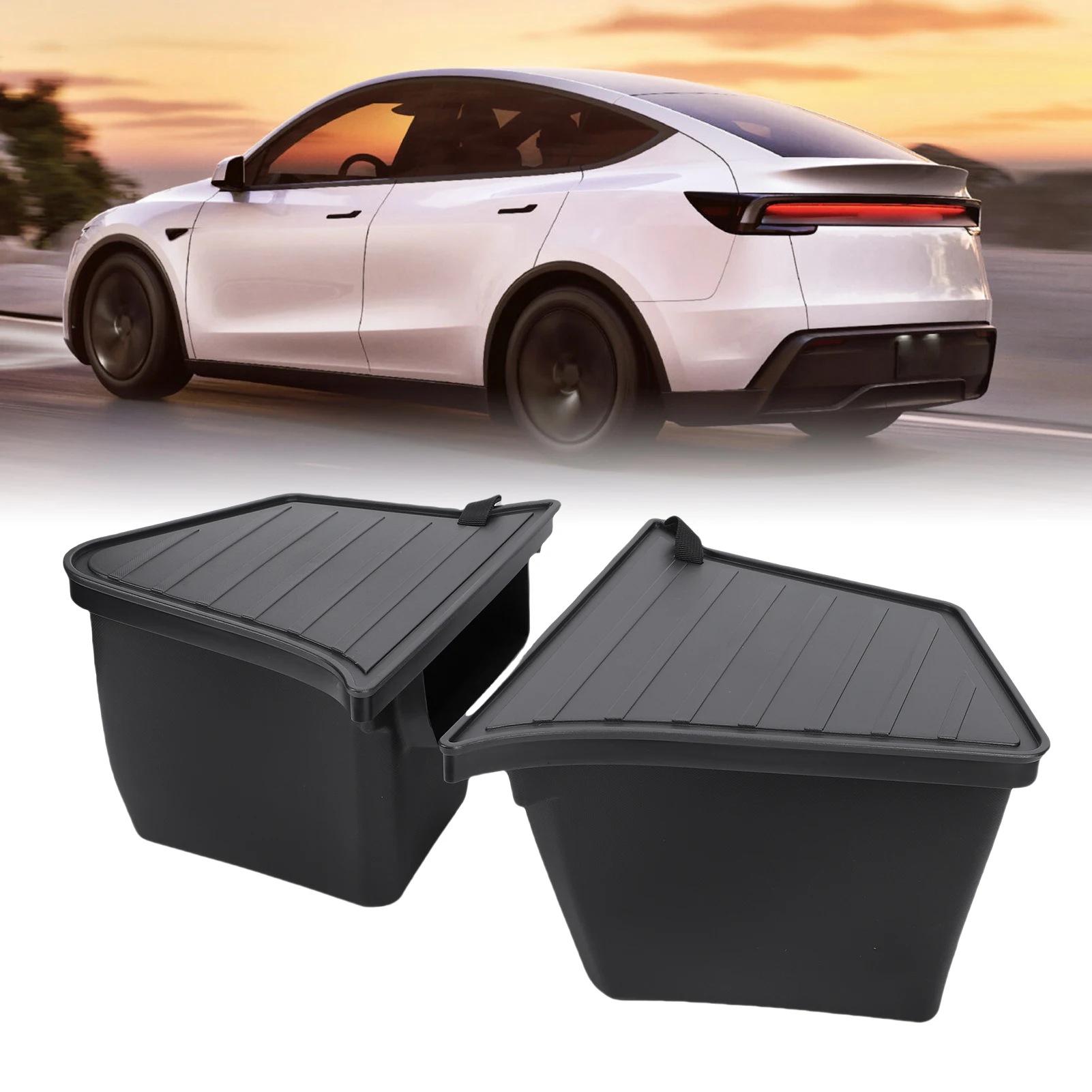 

Car Rear Trunk Side Storage Bins Storage Boxes with Lids Large Capacity Replacement for Model Y Juniper 2025 2026