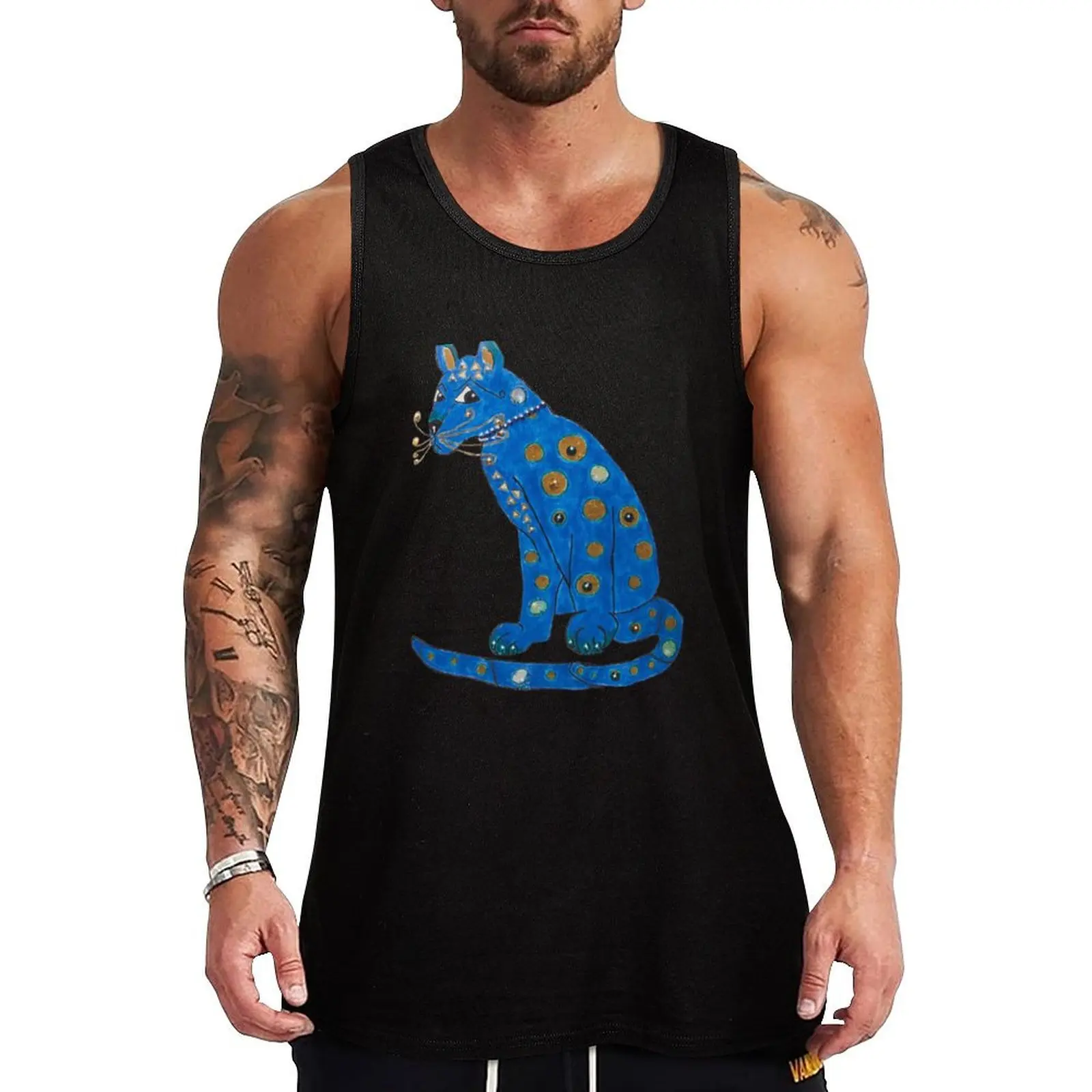 

blue cat Tank Top male top gym accessories men gym t-shirts man
