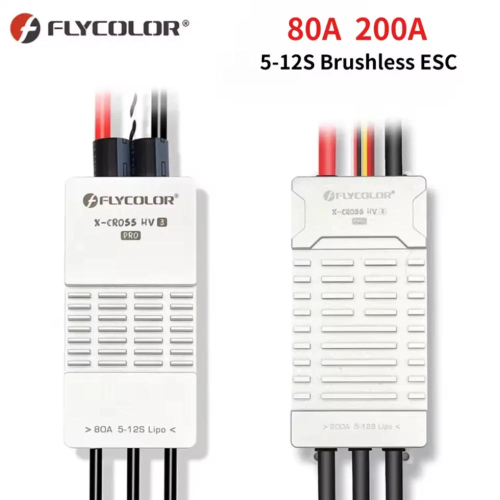 Flycolor X-CROSS HV3 PRO 80A 200A ESC 5-12S BLHeli-32 Dshot Proshot 64MHz ARM 32-Bit Speed Controller for RC FPV Racing Drone