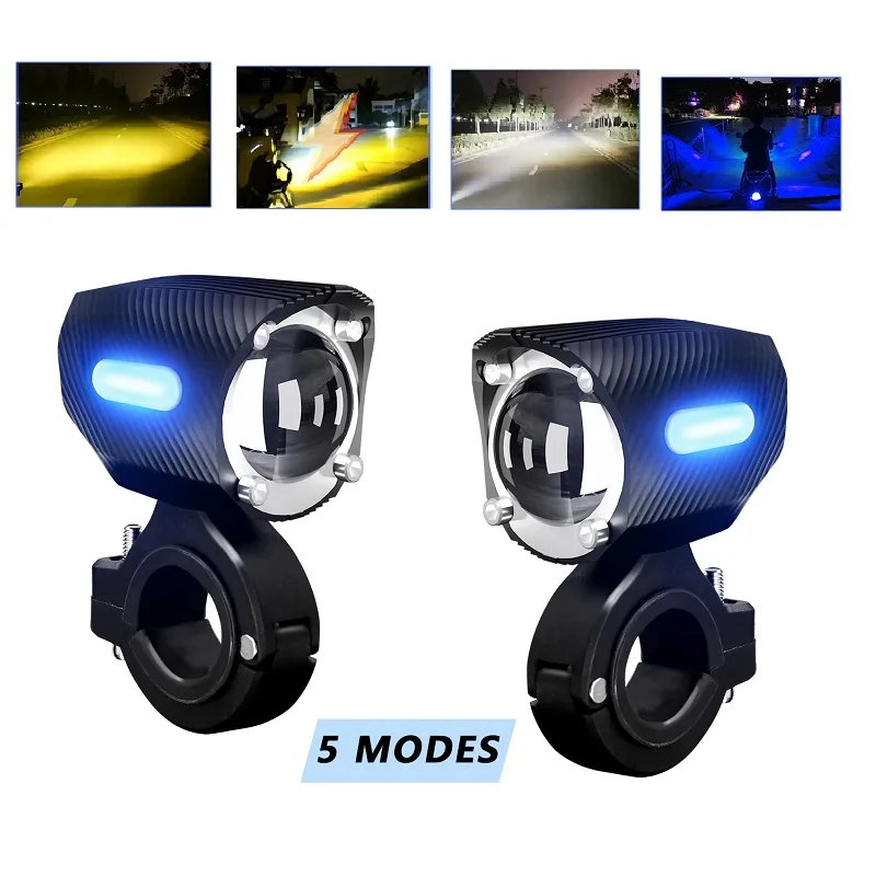 2X Motorcycle LED Auxiliary Headlight Work Light High and Low Beams Super Bright Spotlight Driving Fog Lamp Universal Waterproof