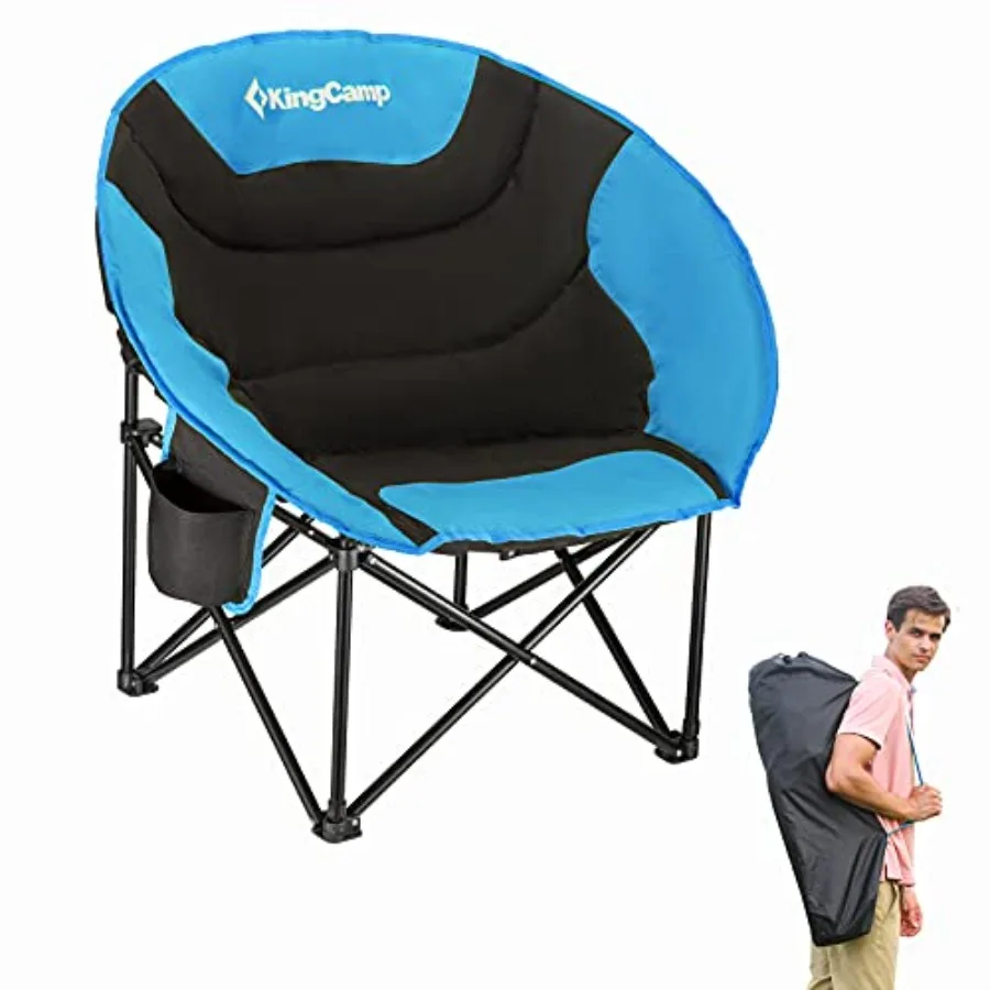 

Oversized Saucer Round Camping Chair Portable Padded Outdoor Folding Chair for Adult with Cup Holder Back Pocket Carry Bag Supp