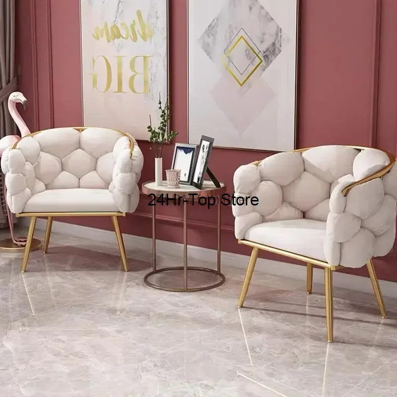 

Nordic Leisure Single Sofa Chairs Light Luxury Net Red Girl Bedroom Chair Nail Salon Makeup Chair Silla Comedor Room Decor