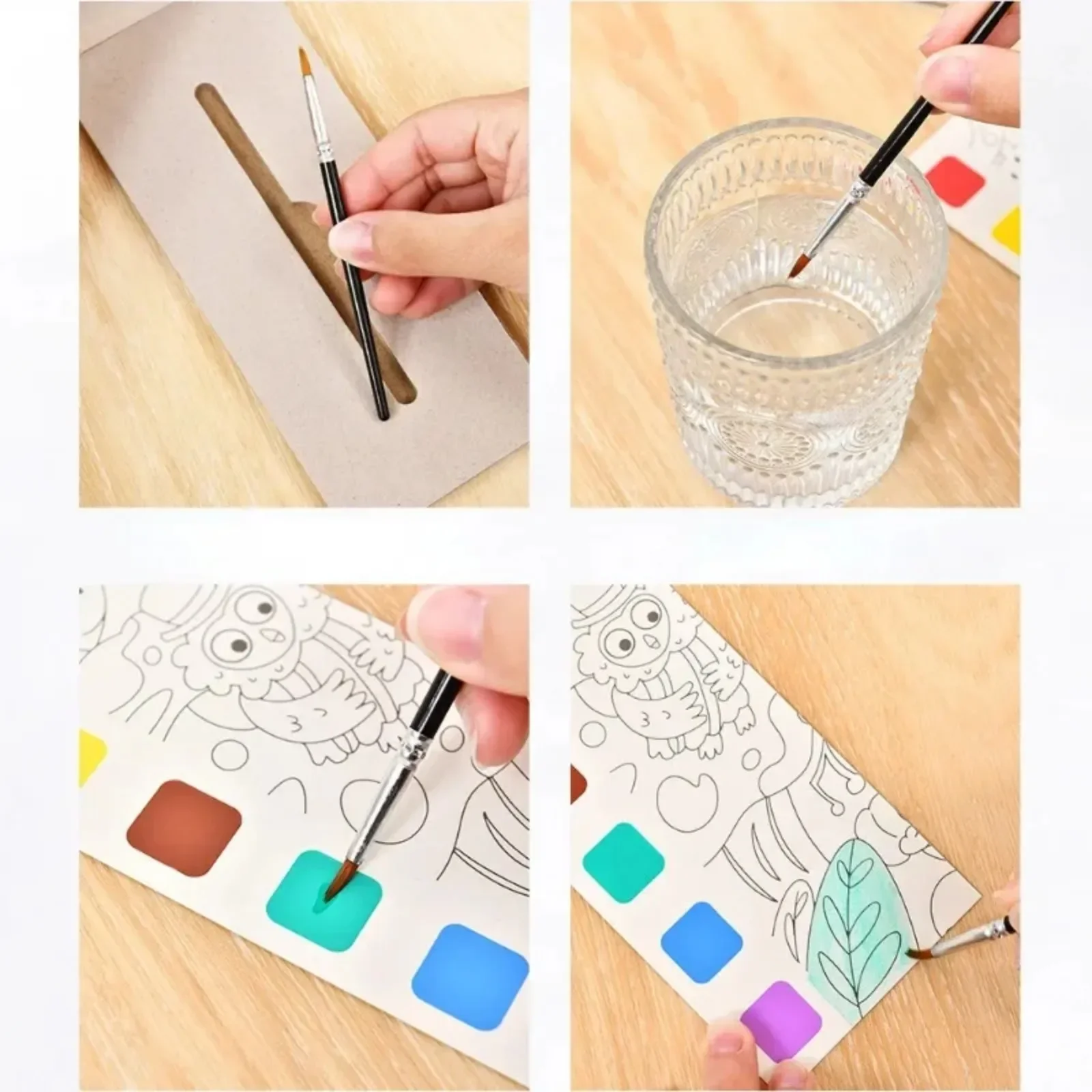 Children Portable Watercolor Painting Book 12pcs/Sets Kids Creative Water Color Pigment Brush Toys Graffiti Coloring Toys Gifts