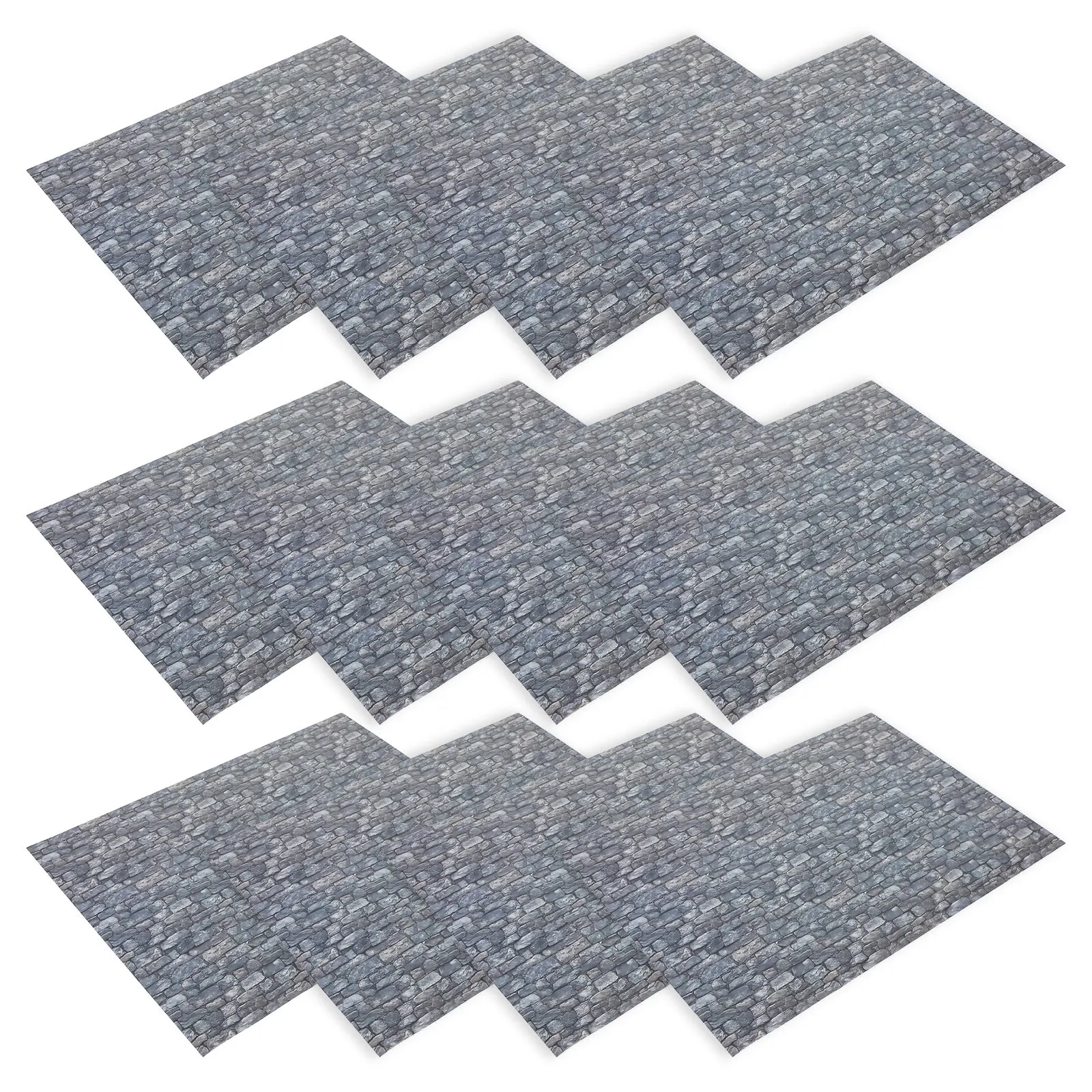 

12 Sheets Dollhouse Wallpaper Self-Adhesive Stone Pattern Peel Stick Miniature Wall Cladding and Flooring Sheets for 1 12 Scale