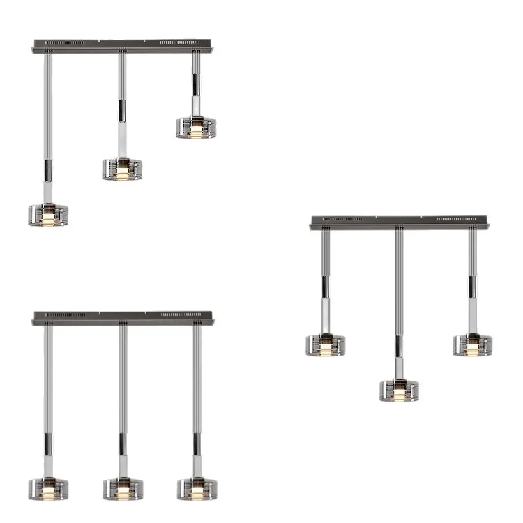 Italian light luxury 2025 new high-end restaurant chandelier minimalist three-head glass lifting bar island table table light