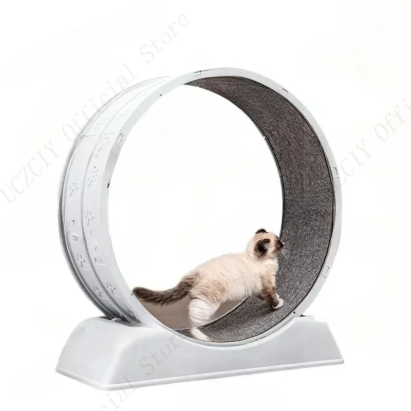 Quiet Exercise Cat Wheel Treadmill - Non-Electric Fitness Toy for Cats and Small Dogs with Durable Plastic Frame and Textured