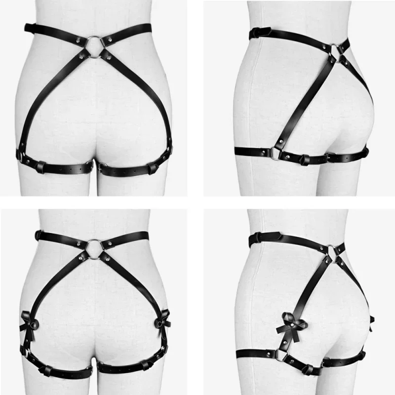 Women Sexy PU Leather Harness Lingerie Bdsm Body Stockings Garter Belt Fetish Erotic Rave Sword Belts Gothic Clothes