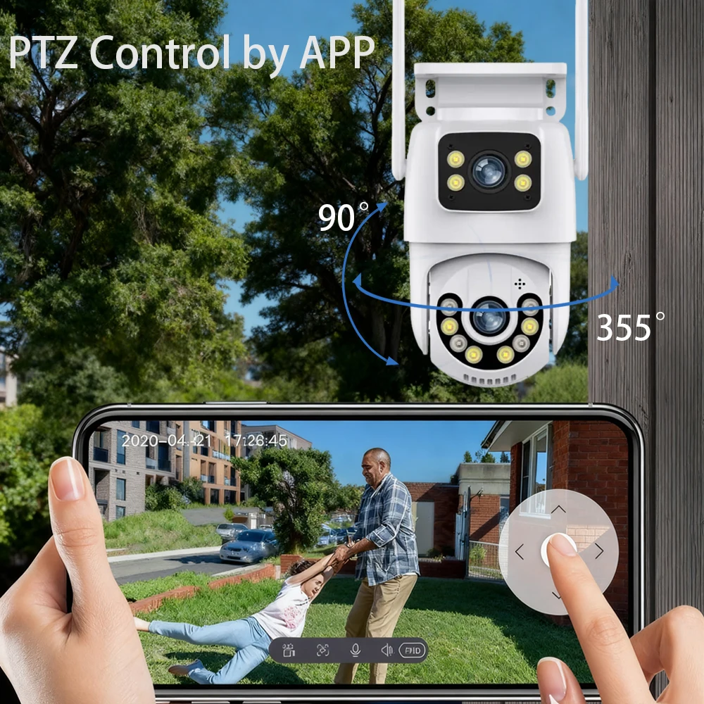 8MP 4K HD PTZ caméra extérieure double objectif double écran Wifi suivi automatique CCCTV caméra Protection de sécurité Surveillance vidéo