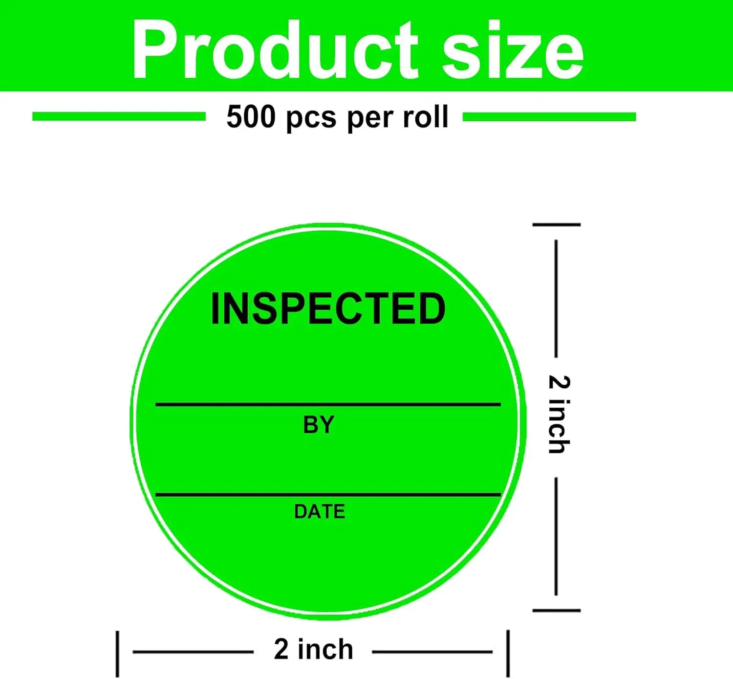 Fluorescent Green Inspected Stickers Quality Control Inventory Labels | 1000Pcs INSPECTION STICKERS 2'' QC Inventory Approval