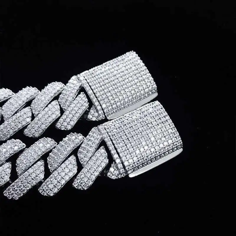 

Qian Jian Gems Серебро 925 пробы на заказ 12 мм Зубец Муассанит Майами Кубинская цепочка с звеньями пропускает алмазный тест VVS Ожерелье в стиле хип-хоп
