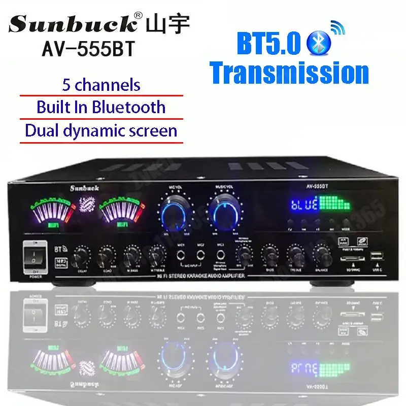 999BT/555BT HiFi Stereo Digital Bluetooth Verstärker Dual Dynamische Bildschirm Sound AMP Für Home Auto Treffen Karaoke Kino max 4000W – Detail 13