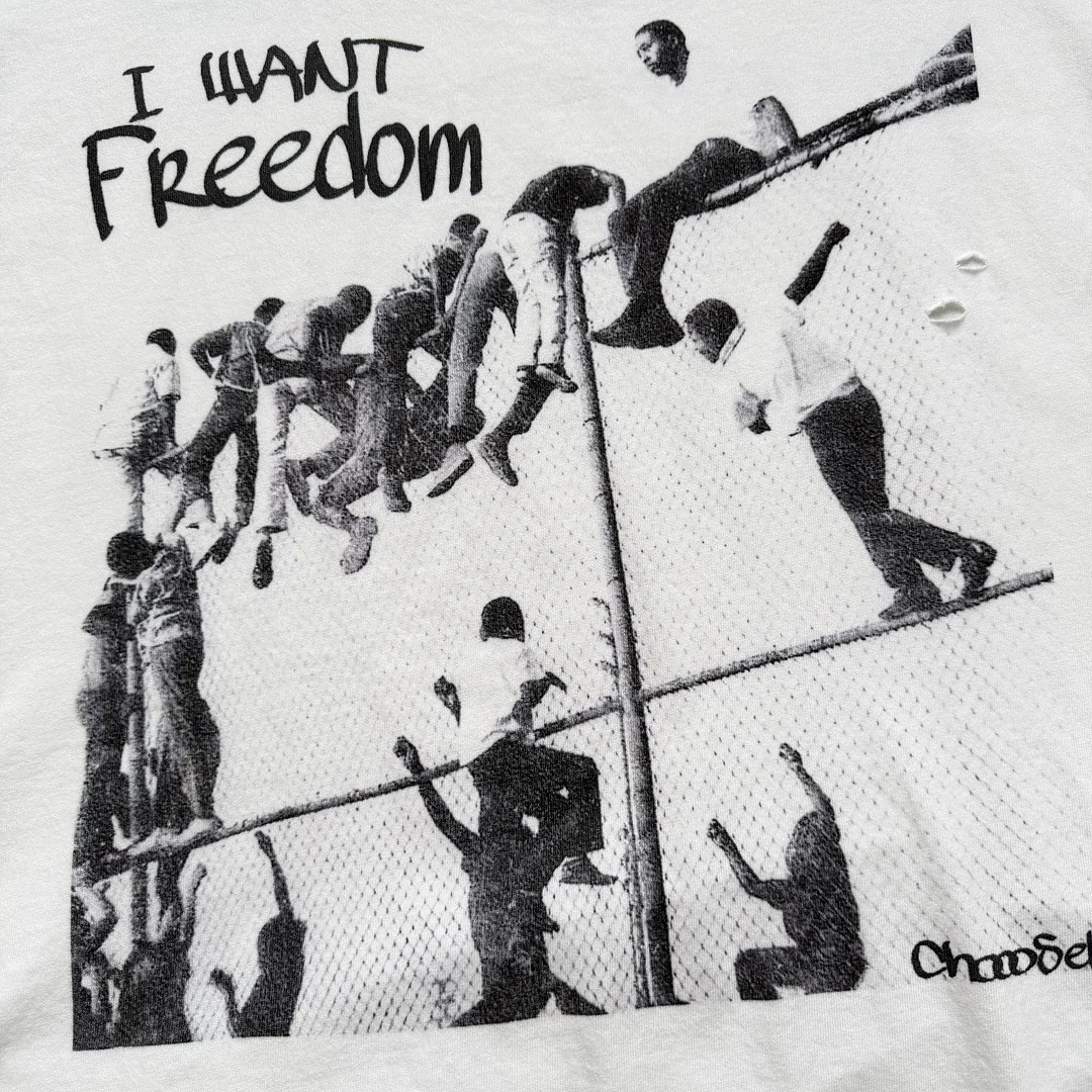 Distressed Hole Sleeveless Vest Men Sinat Vintage I Want Freedom Graphic Tank Top Retro Cut Off Crop Tank Loose Streetwear Tops