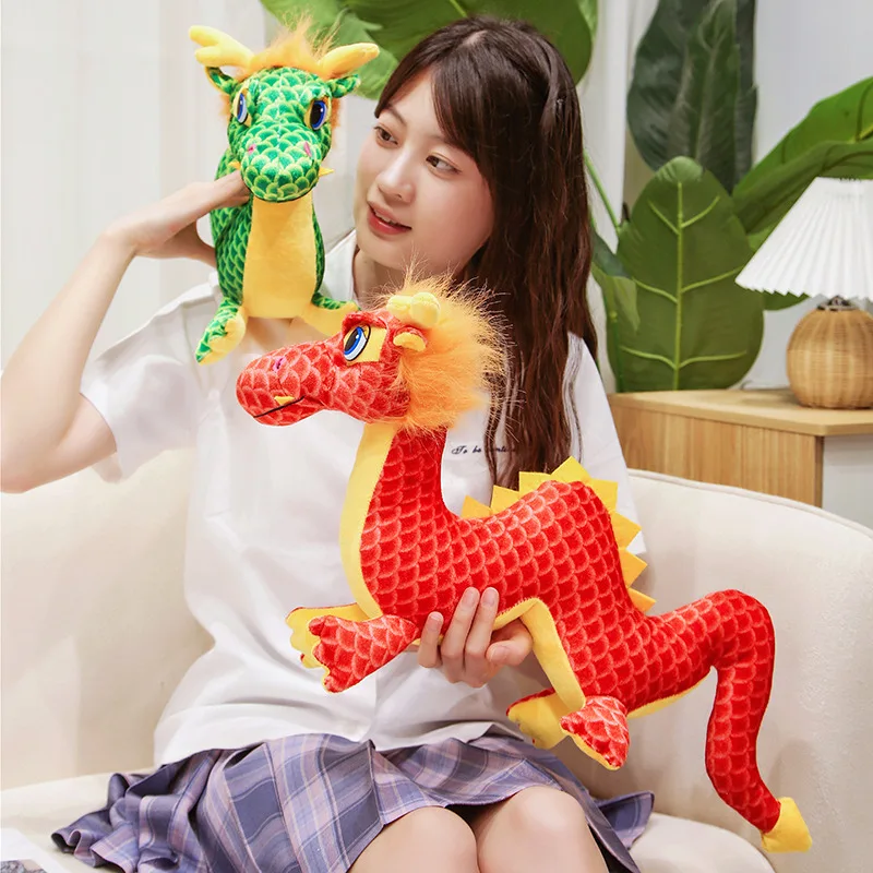 New 2024 Chinese Dragon Plush Toy Cartoon Stuffed Animal Dinosaur Doll Anime Soft Kids Toys for Girls Boys Children Gifts