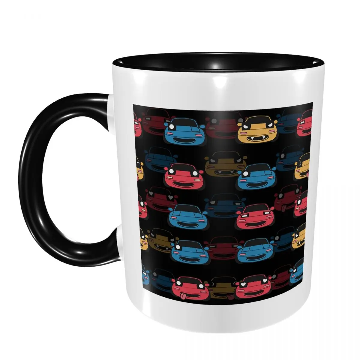 Cute Miata Face Mug Funny Ceramic Coffee Cups Tea Mugs Milk Cup Drinkware Gift for Woman Man