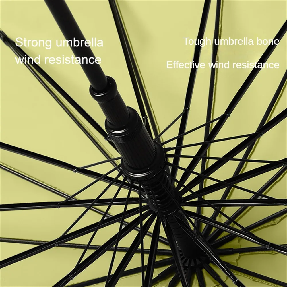 16 Bones Long Handle Straight Umbrella Automatic Simple Men Women Reinforced Anti-storm Monochrome Umbrella 22-Inch Paraguas 우산
