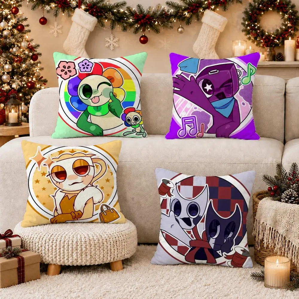 Game D-Dandy's World Cushion Cover Soft Short Plush Pillow Case Cushion Cover for Living Room Sofa Decor
