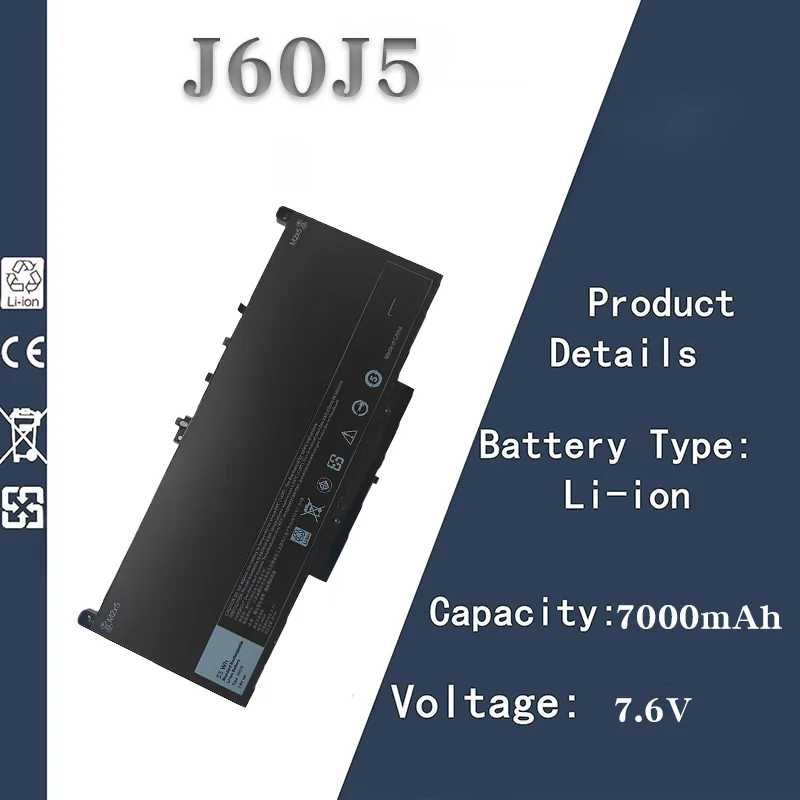 

Аккумулятор для ноутбука Dell J60J5, 7,6 В, 7000 мАч, замена для ноутбука Latitude E7270 E7470 R1V85 MC34Y