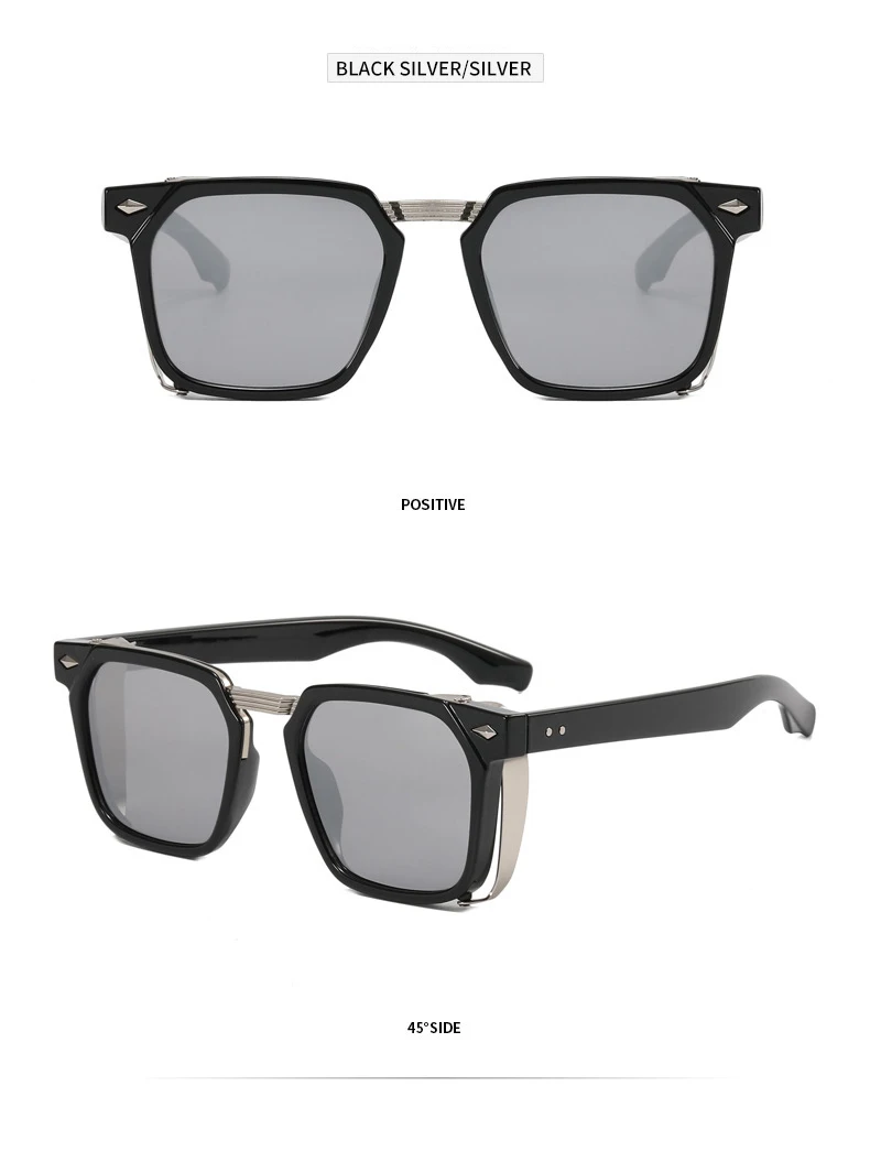 2023 mode Punk Sonnenbrille Für Männer Vintage Platz Steampunk Brille Luxus Sonnenbrille Frauen Trend Sonnenbrille Gafas De Sol – Detail 11