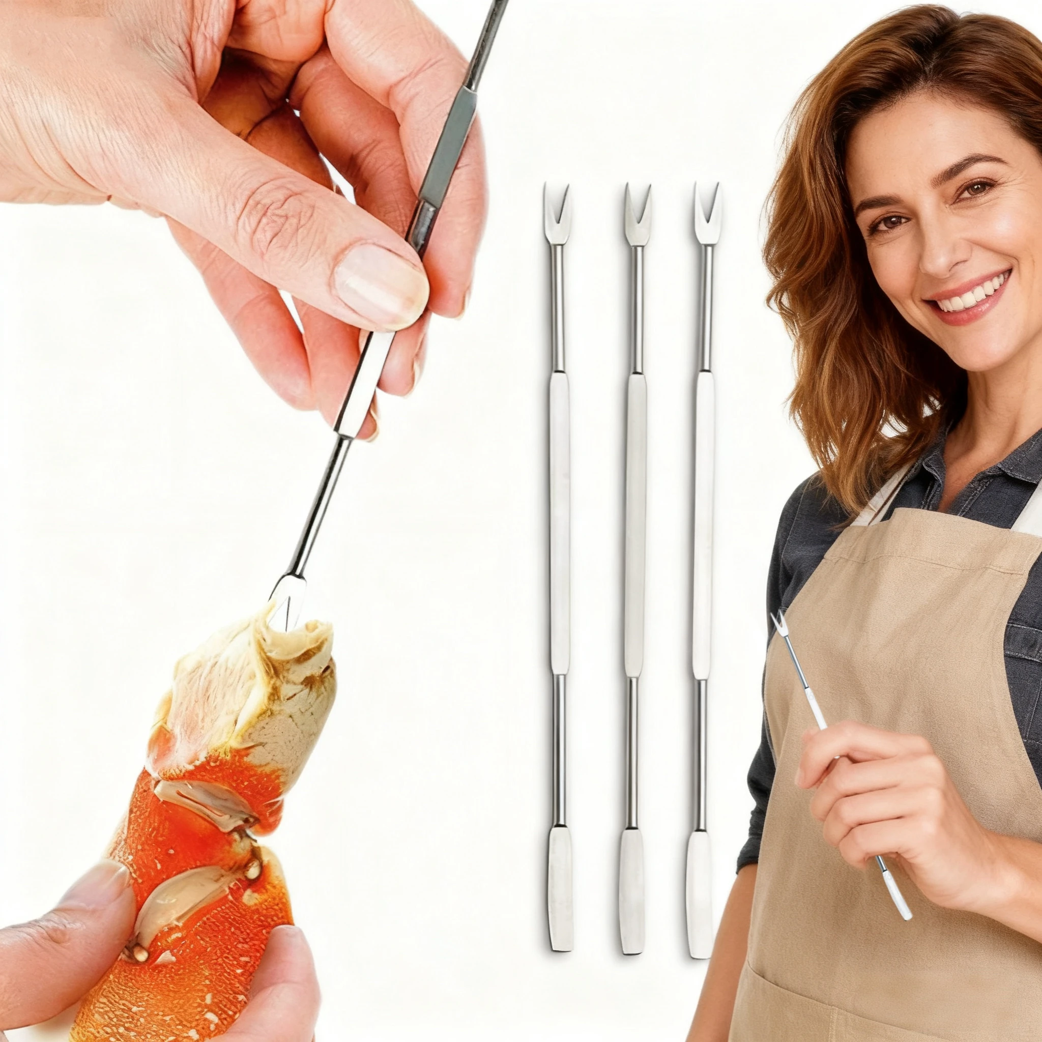 2/6PCS Stainless Steel Crab Meat Picker Seafood Eating Tool Fruit Fork Nutcracker Nut Tool Needle for Kitchen And Dining