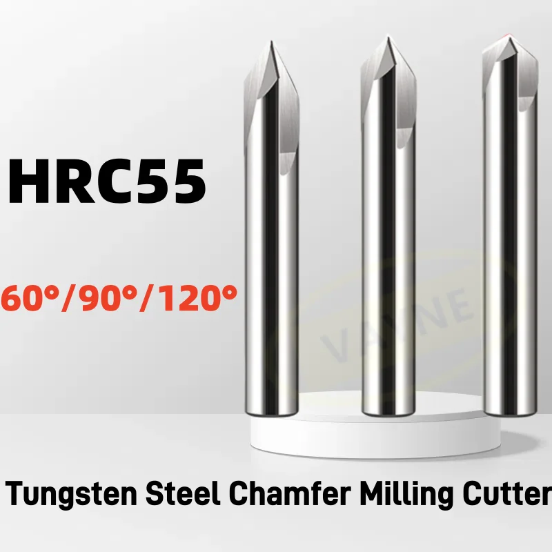 Fresa de chanfro 60 90 120 graus, fresa de chanfro de carboneto, borda de rebarbação, broca de roteador v grove, 3 flauta, fresa cnc 1-12mm hrc 55