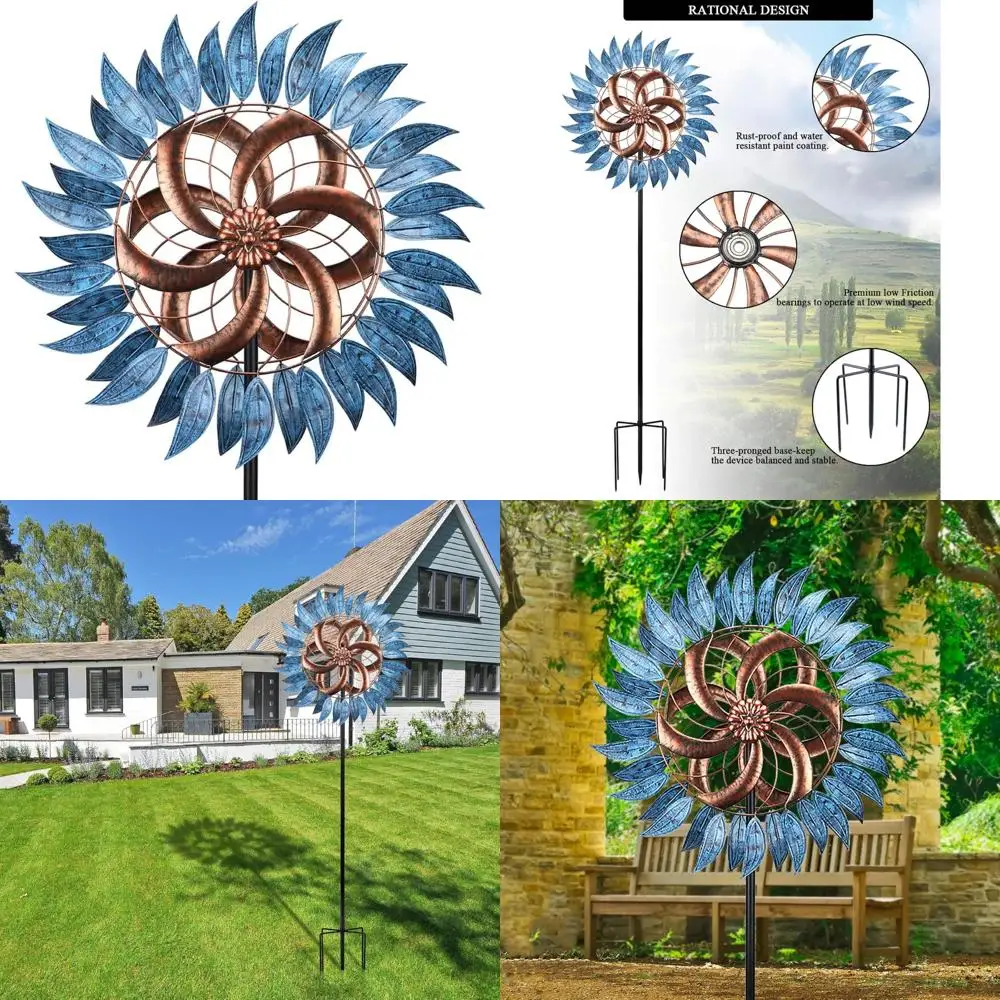 

Large 6.5FT Outdoor Metal Wind Spinners - Two-Way Sculptures for Patio, Yard, and Garden Decorative Enhancements