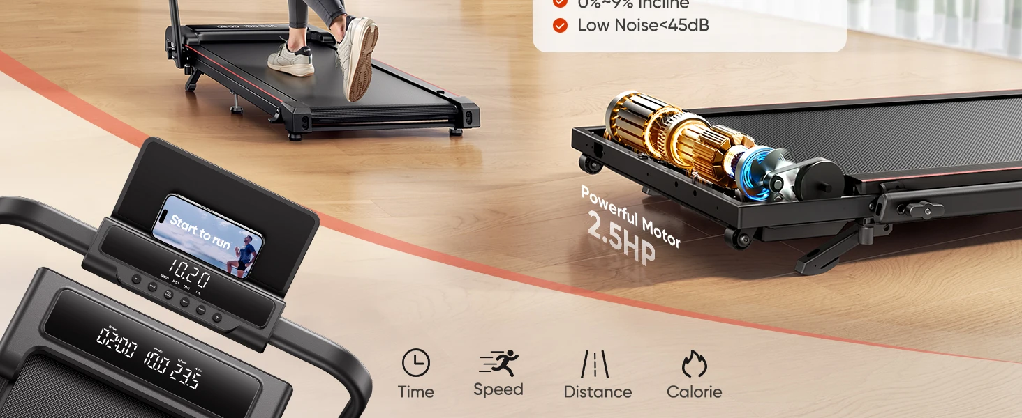 Toputure Elektrisches Klappbares Laufband für Zuhause mit Steigung 12 km/h Smart App-Steuerung LED-Display Geh- und Laufpad für Heim und Büro – Detail 3