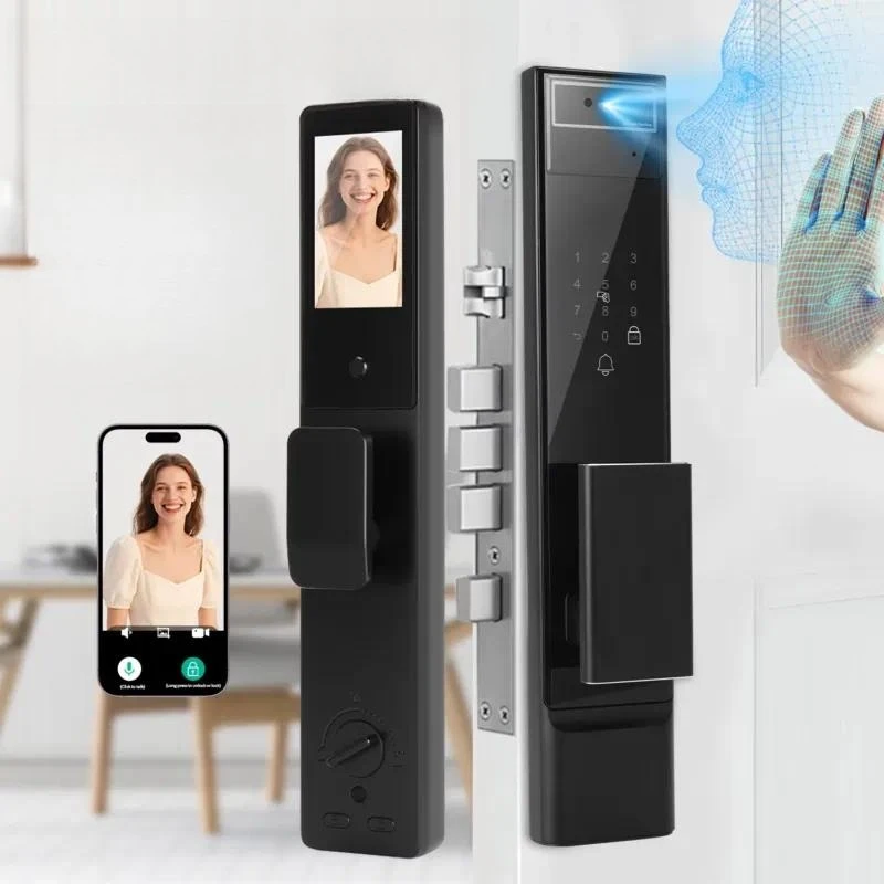 Smart Door Lock 6068 Mortise Anti-theft Palm Print 3D Facial Recognition Electronic Lock with Doorbell for Entrance