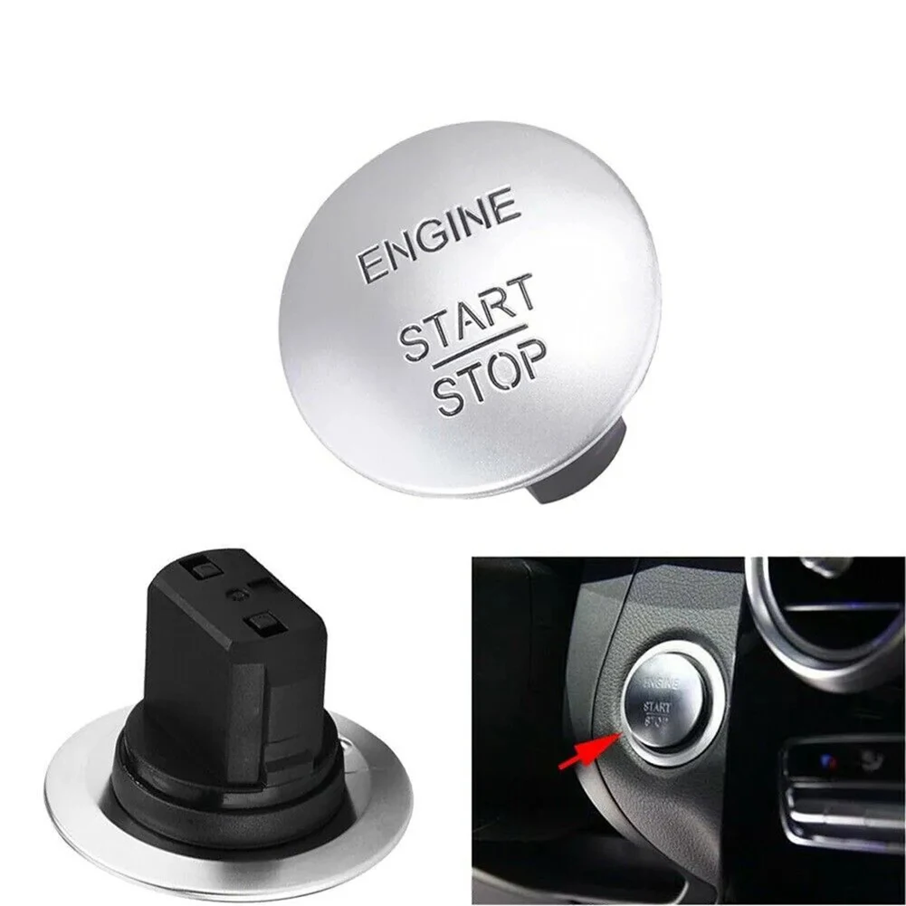 Engine Start Stop Button Keyless Go Start Button Easy Installation Replacement Chrome Black For Mercedes Vehicles