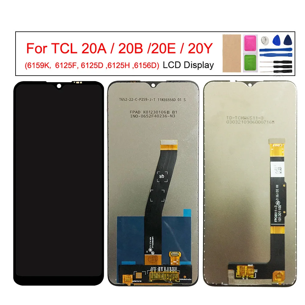 Pantalla LCD TCL 20E 20Y 20B 20A 6125F 6125D 6125H 6156D 6159K, Reemplazo del Ensamblaje del Digitalizador de Pantalla Táctil