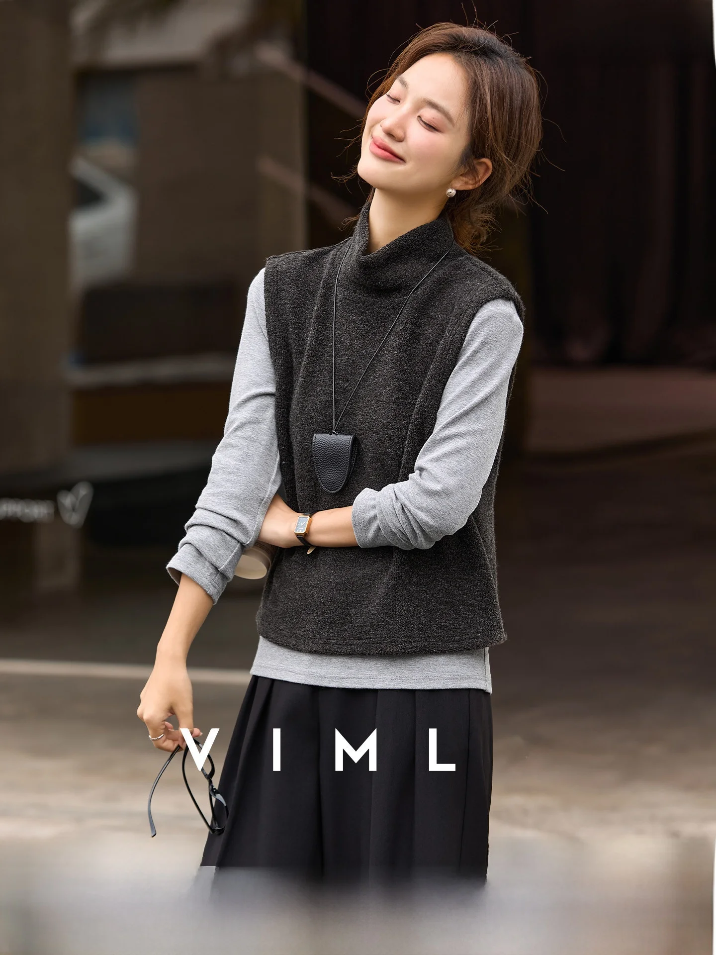 

Women's Base Layer Tank Top And round Ne Sweater Two-Piece Set Winter Faion Casual Sle Cotton Blend High Ne Long Sve