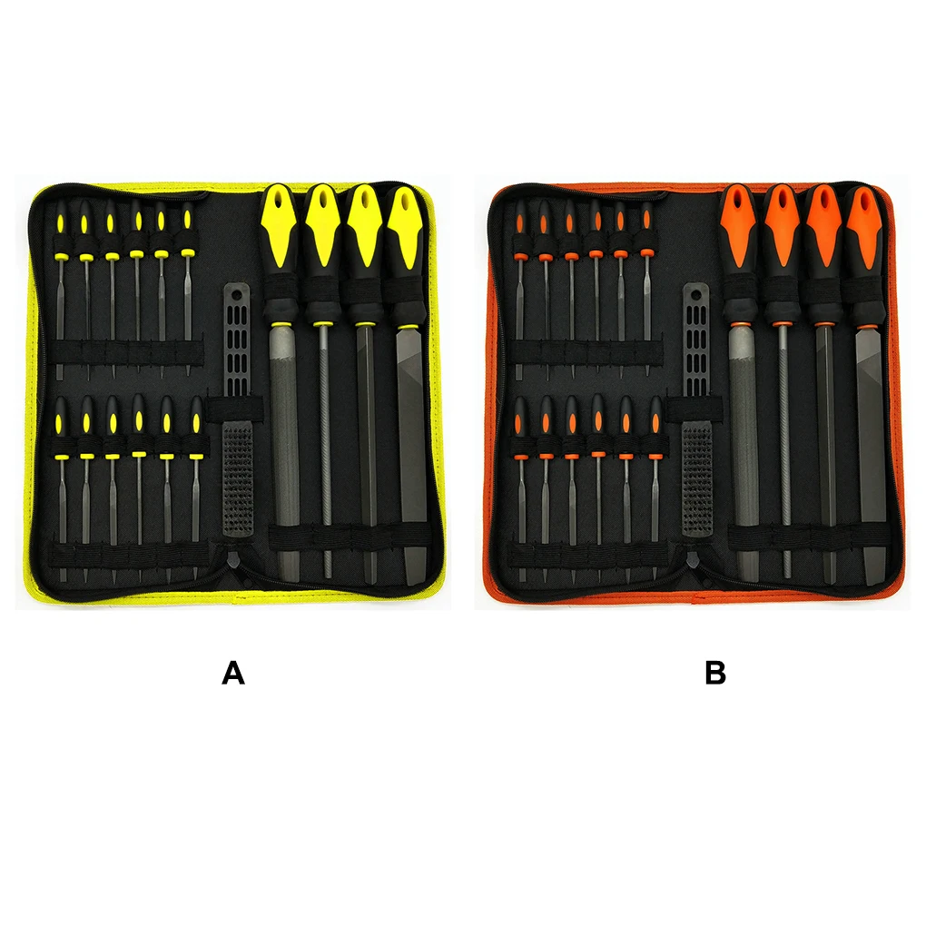 17pcs/set File Set Carpentry Polishing Rasp Rubber Handle Craftsman Filing Finishing Grinding Deburring Files Orange