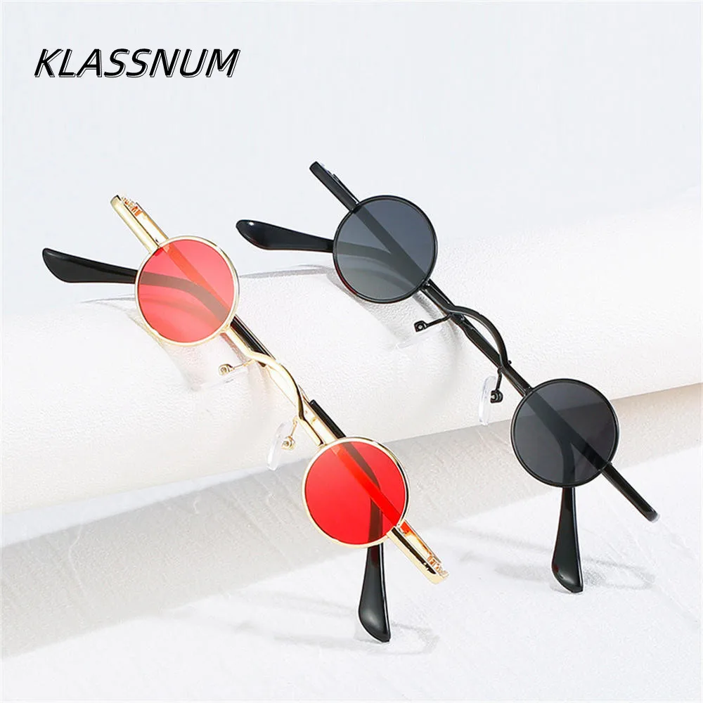 2024 Retro Round Metal Frame Sunglasses Men Women UV400 Driver Goggles Hip Hop Steampunk Glasses Brand Designer Oculos de sol