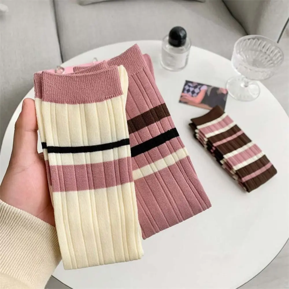 Elegant Stripe Stripe High Tube Socks About Knee High Rose Red Series Long Tube Stockings Sports Elastic Girl Golf Socks Lady