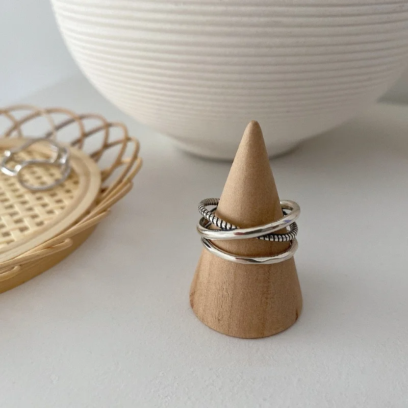 925 Sterling Silver Minimalist Chain Rings For Women Couples Fine Vintage Handmade Geometric Party Jewelry Gifts
