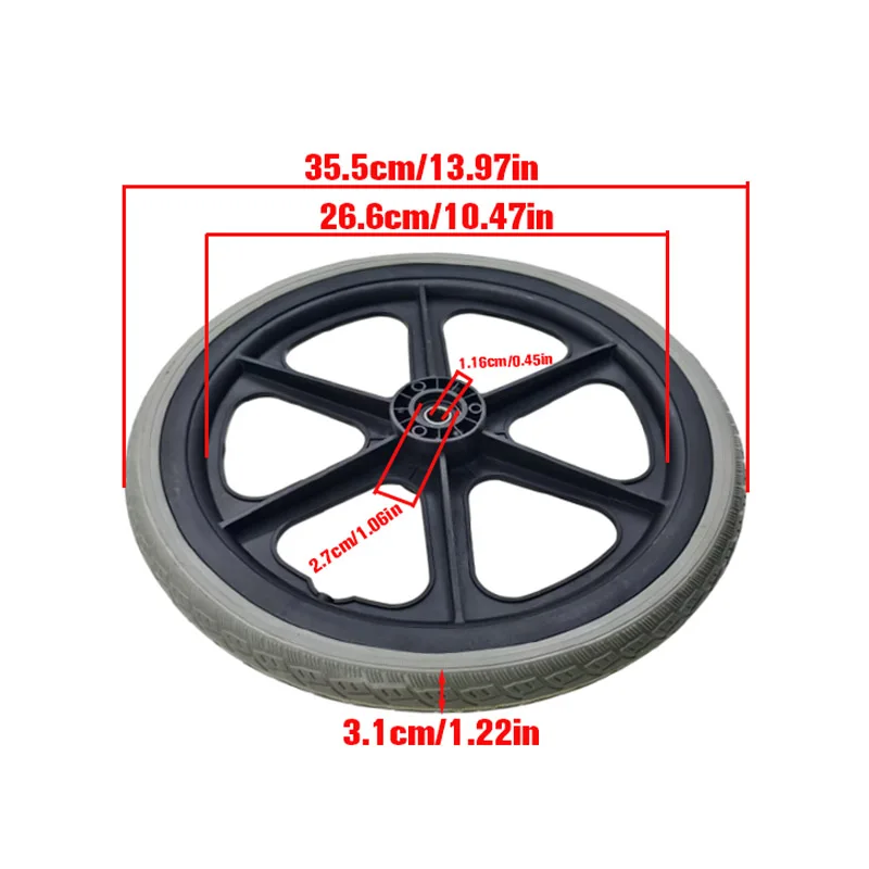 16 inch wheelchair accessory rear tyre 16 inch 16x1.75 solid large pneumatic assembly