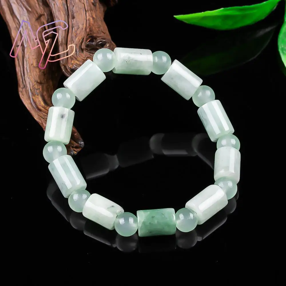 Natural Real Jade Beads Bracelet Myanmar Jadeite Bangle Amulet  Talismans Jewelry Carved Gemstone Fashion Lucky Gifts for Women