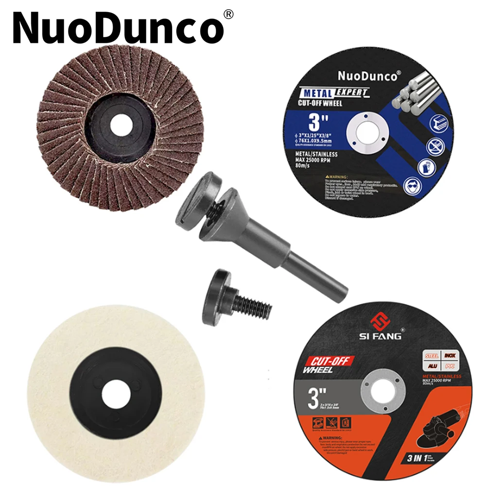 

4Pcs 3inch Cutting Disc Cut Off Wheel Wool Grinding Wheel Flat Flap Disc With Mandrel For Angle Grinder Attachment