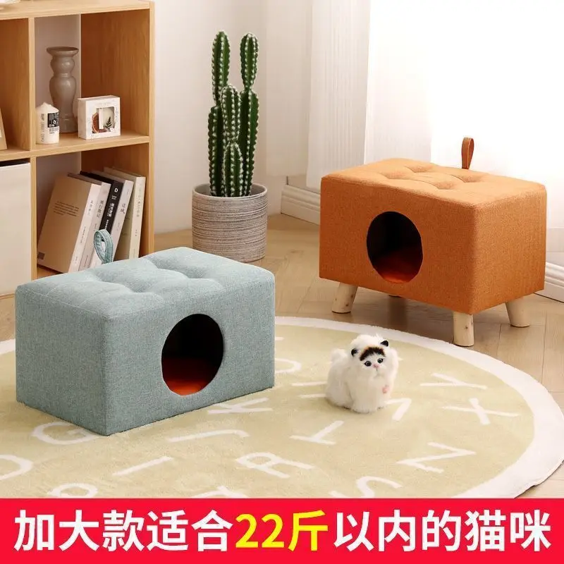 Casa semicerrada de madera maciza para gatos: verano e invierno cálido - imagen 3