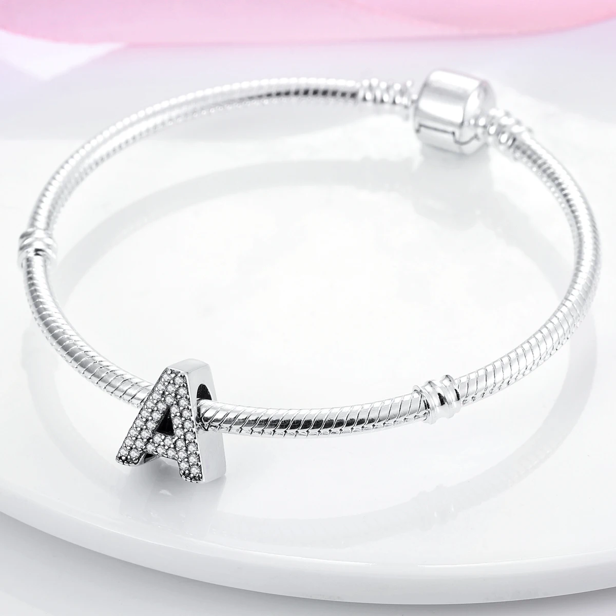 Original 925 Sterling Silver Uppercase Letters A-Z Women's Fashionable Charm Beads, Suitable for DIY Bracelets