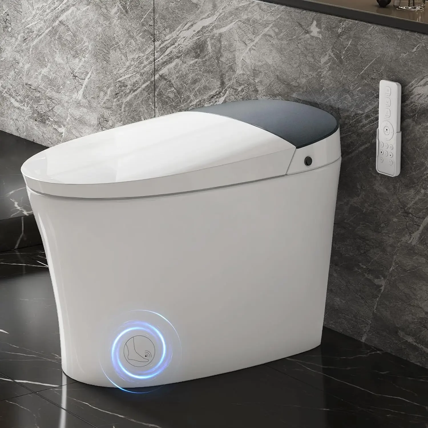 

Smart Toilet with Bidet – Auto Open/Close Lid, Foot Sensor, Instant Warm Water, Heated Seat, Powerful Flush, cUPC &, Customized