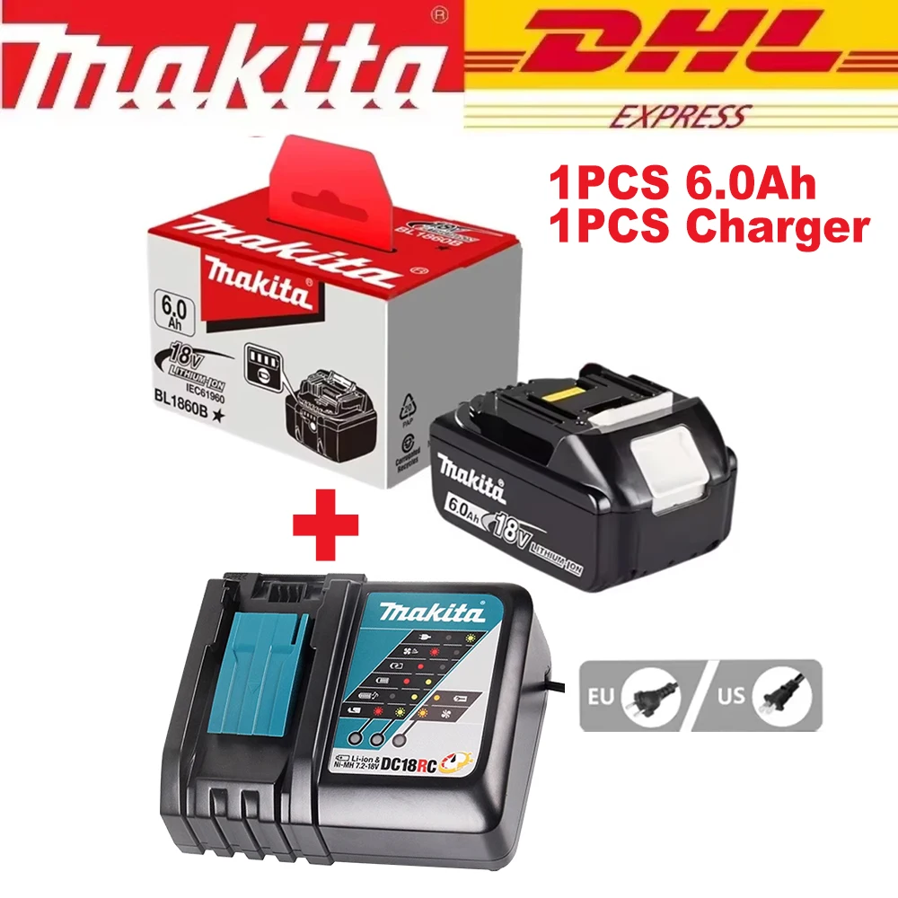 Makita Originele 18V 5.0Ah/6.0Ah Vervangbare LED Lithium-ion Batterij LXT BL1860B BL1860 Oplaadbare Power Tool Batterij 2026 Nieuw